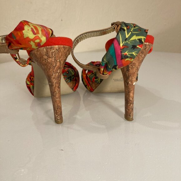 Style & Co. Vibrant Floral Print Knot Open Toe Heels - Size 5.5 - Picture 9 of 11